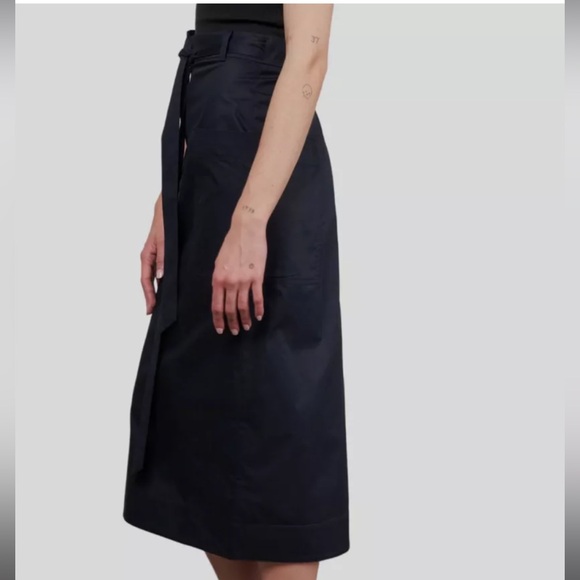 Tibi eco poplin back wrap skirt navy - Picture 2 of 3